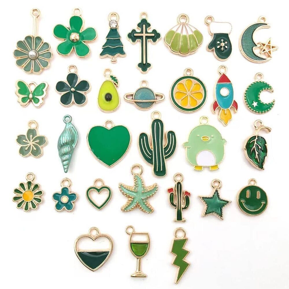 8688 30pcs Mixed Charms Trees The Moon Gloves Butterflies Rockets Cactus